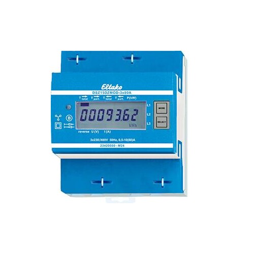 28380516 Eltako DSZ15DZMOD-3x80A MID Modbus-Zweirichtungs-Drehstromzähler, M Produktbild Front View L
