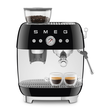 EGF03BLEU SMEG Siebträgermaschine mit integrierter Kaffeemühle, Schwarz, Alum Produktbild