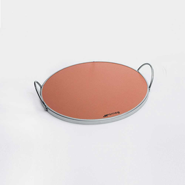 PRTX SMEG Pizzastein rund, glasiert: D: 35 cm, mit Einfassung und Griffen, für  Produktbild