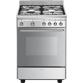 SCD60EMX9 SMEG Gas-Standherd, 60x60 cm, Edelstahl, Gaskochfeld, 5 Kochzonen, Ba Produktbild front M