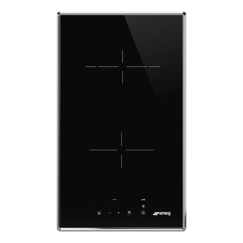 SE232TX1 SMEG Glaskeramikkochfeld, 30 cm, Schwarze Glaskeramik, Edelstahlrahm Produktbild Front View L