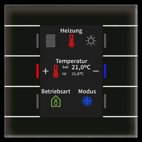 BE-GT2TS.02S MDT KNX Glastaster II Smart mit Farbdisplay und Temperatursensor, S Produktbild Front View L