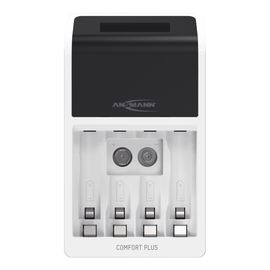 1001-0094 Ansmann Comfort Plus Akku- Ladegerät f.1-4 NiMh Akkus AAA/AA 1x9V Produktbild front M