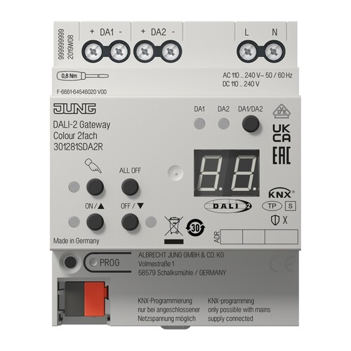 301281SDA2R Jung KNX Dali-2 Gateway Colour 2-fach Produktbild Front View L