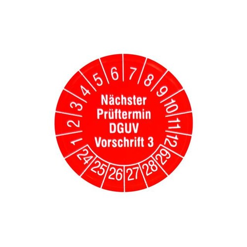 182795 Cimco Prüfplakette Nächster Prüftermin DGUV V3 2024 rot Produktbild Front View L