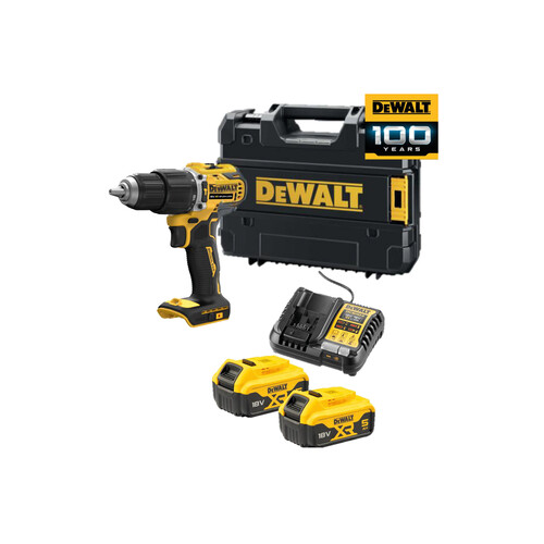 DCD100YP2T-QW DeWalt 100 Jahre Aktions Akkuschlagbohrschrauber 2x5Ah 18V XR Produktbild Front View L