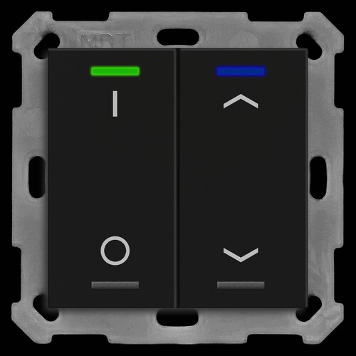 BE-TAL55T206.D1 MDT KNX Taster Light 55 2-fach, RGBW, Temperatursensor, Schwarz Produktbild Front View L