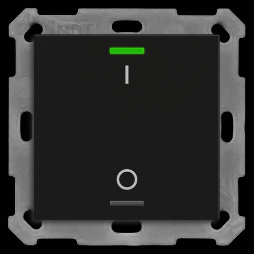 BE-TAL55T106.B1 MDT KNX Taster Light 55 1-fach, RGBW, Temperatursensor, Schwarz Produktbild Front View L