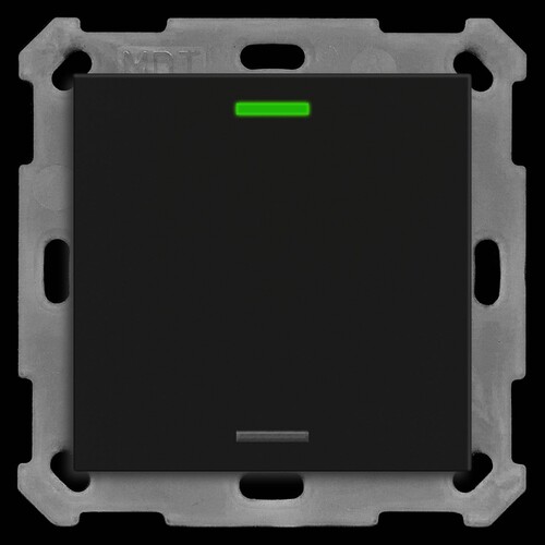 BE-TAL55T106.01 MDT KNX Taster Light 55 1-fach, RGBW, Temperatursensor, Schwarz Produktbild Front View L