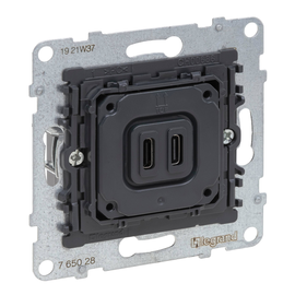 765028 Legrand SEANO Einsatz 2-fach USB Ladesteckdose Typ C+C mit Ladestrom 3 A Produktbild front M