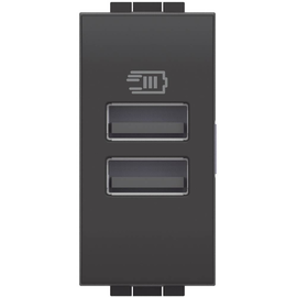 L4191AA Bticino LivingLight USB- Ladesteckdose, 1-modulige Ausführung mi Produktbild front M