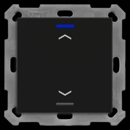 BE-TAL550106.A1 MDT KNX Taster Light 55 1-fach, RGBW, Schwarz matt, Jalousie Produktbild Front View L