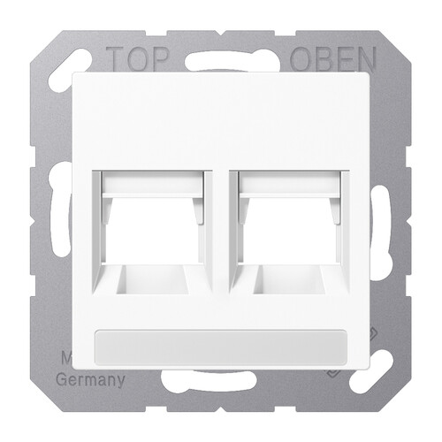 A1569-2NAWEWW JUNG Abdeckung (gerastet) für Modular-Jack-Steckbuchsen 2fach, Produktbild Front View L