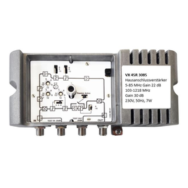 VX 45R 3085 Wisi CATV Verstärker 30dB, 1,2GHz,109dB,Rückw.85MHz 22dB,Rotary-Sw. Produktbild