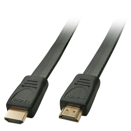 36995 Lindy 0,5m HDMI High Speed Flachbandkabel Produktbild Front View L