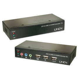 39377 Lindy Cat.6 KVM Extender DVI USB Audio, 50m Produktbild