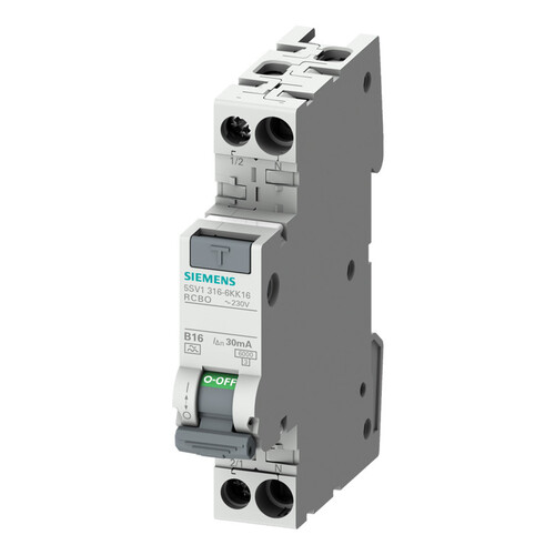 5SV13166LK16 Siemens FI/LS kompakt 1P+N 6kA Typ A(G) 30mA B16 Produktbild Front View L