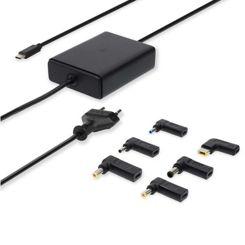 NBAU65110BK Nedis Notebook Netzteil GaN 5/9/12/15/20 VDC 2,4-3,25A 65W 6 Adapt. Produktbild Front View L