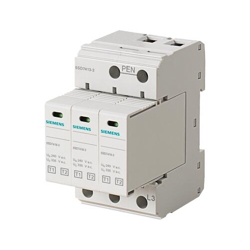 5SD74132 Siemens Blitzstromableiter T1/T2, UN 240/400V, UC 335V A.C., Schut Produktbild Front View L