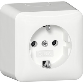 444013 Gira SCHUKO-Steckd. + Montagepl. AP Reinweiß Produktbild