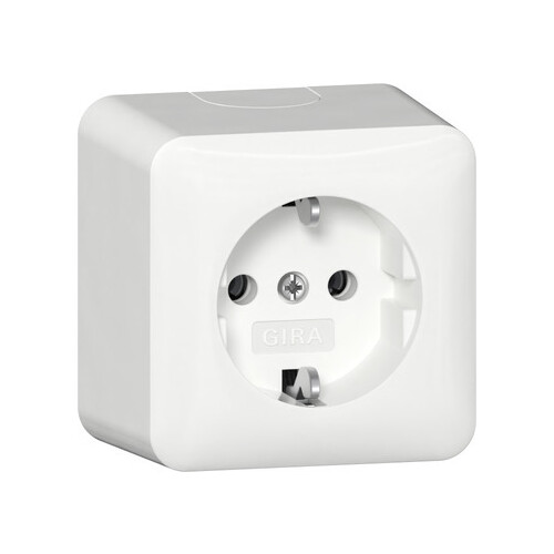 444013 Gira SCHUKO-Steckd. + Montagepl. AP Reinweiß Produktbild