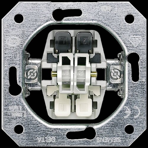 5TD21110KK Siemens DELTA Geräteeinsatz UP Doppeltaster ohne Krallen, 2 Schließ Produktbild