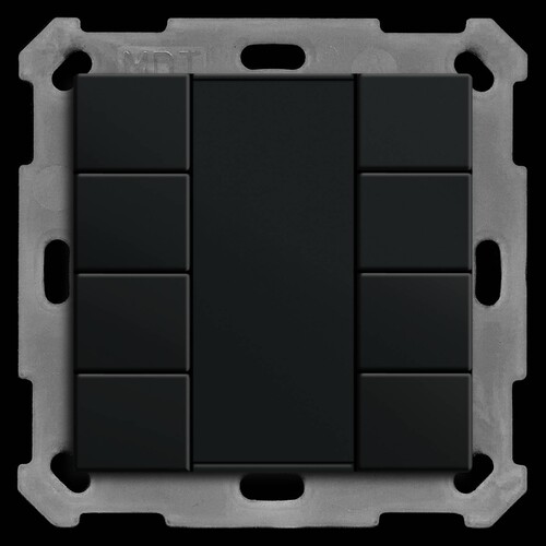 BE-TA550806.02 MDT KNX Taster 55 8-fach, Schwarz matt Produktbild Front View L