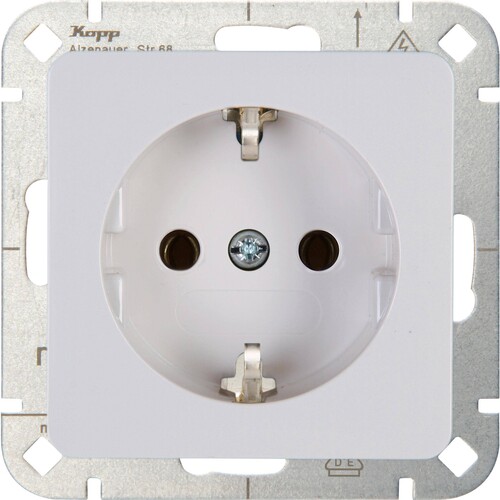 914813003 Kopp HK02-Schutzkontakt- Steckdose, Farbe: arktisweiß Produktbild Front View L