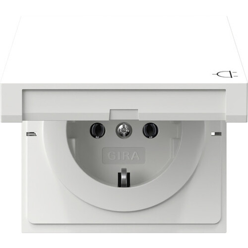 445470 Gira SCHUKO-Steckd. KD Flächenschalter Reinweiß Produktbild Front View L