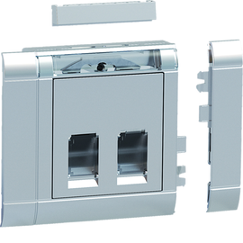 GSETDM102LAN Tehalit Einbauset Daten 2 RJ45 Type 10 front alu Produktbild front M