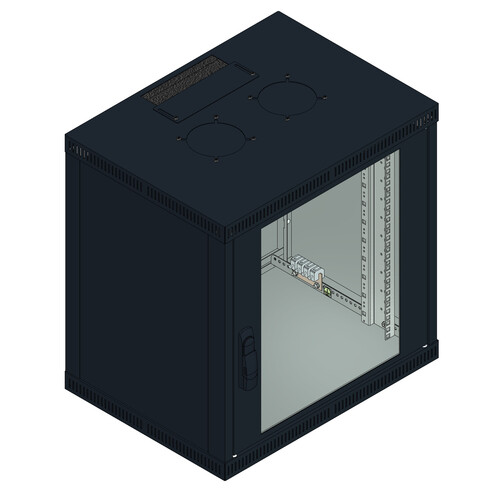 MBW-12HE-45-BK Mehler Büro-Wandgehäuse 12HE 600x616x450mm, RAL 9005 Produktbild Front View L