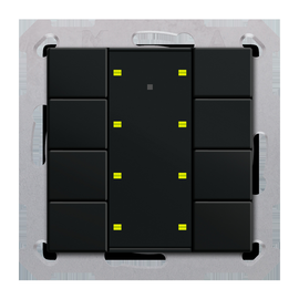 RF-TA55A806.01 MDT KNX RF+ Funk Taster Plus 8-fach mit Aktor, 55 mm, Schwarz m Produktbild front M