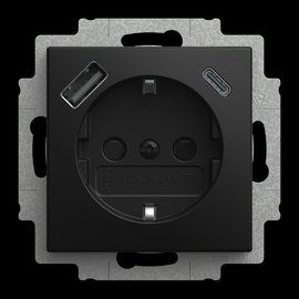 20 EUCB2USBAC-915 Busch-Jaeger USB- SCHUKO® Safety+, schwarz Produktbild front M