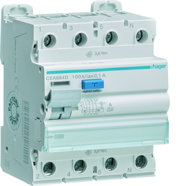 CEA684D Hager FI-Schutzschalter 3P+N 100A 100mA A Produktbild front M