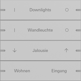 5034915 Gira Wippenset 4f indiv. Tastsens.4 TS4 Alum.Grau m(lack.) Produktbild front M