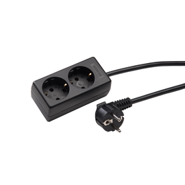 1020ZL/15W/sw KaiserLeitungen Steckdose 2-fach mit Schutzkontakt, ZL 1,5m 3x1,5 Produktbild front M