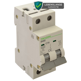 EVOZ2C16 Tracon Leitungsschutzschalter, 2 polig, C Charakteristik 16A, C,2P,6kA Produktbild front M