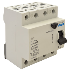 TFXGA4-40030 Tracon FI-Schutzschalter 4 polig, 4 TE,G/A 40A, 30mA, 10kA, G/A Produktbild front M