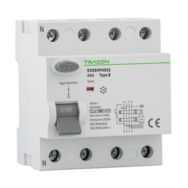 EVOB4P4003 Tracon Fi-Schutzschalter 40/4/003 Typ B 10kA Produktbild front M