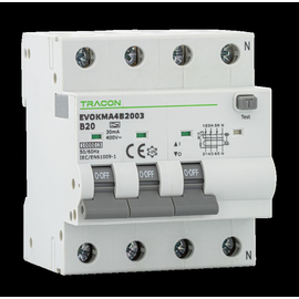 EVOKMA4C1603 Tracon Kombi-Schutzschalter 4P C16A 30mA 10kA Typ A Produktbild front M