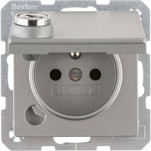6765116084 Berker Steckdose m ES SLK KD SLß Q.1 alu ma la Produktbild Front View L