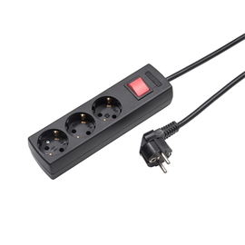 1049ZL5-15W/sw KaiserLeitungen Steckdose 3-fach 45° mit Schutzkontakt, Schalter, Produktbild front M