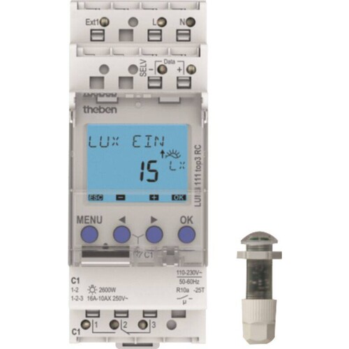 1110230 Theben Dämmerungsschalter mit Einbau-Lichtsensor, 1 Kanal Produktbild Front View L