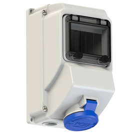 75143-9 PC-Electric CEE-Wandsteckdose mit Fenster 16A 4p 9h IP44 Produktbild front M