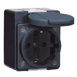 88160782 Bals SCHUKO Wandsteckdose 16A IP44 schwarz Ni 726 Schraubklemme mit K Produktbild front M