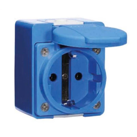 92001139 Bals SCHUKO Wandsteckdose 16A IP44 blau Ni 724 Schraubklemme mit Klap Produktbild front M