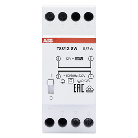 2CSM081402R0811 ABB Klingeltransformator 230V 8 VA,12V EIN/AUS Schalter Produktbild front M