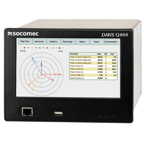 48260100 Socomec Netzwerk-Analysegerät DIRIS Q800 192x144mm Display Produktbild Front View L