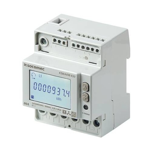 48503050 Socomec COUNTIS E23 Direktzähler 3ph. 80A MODBUS Doppeltari Produktbild Front View L