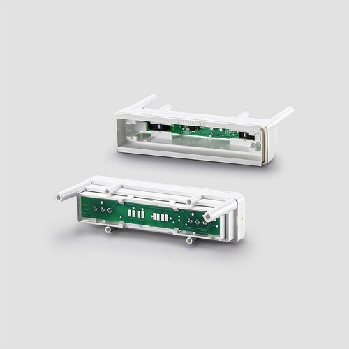 210009664-00 Siedle Siedle Steel Gehäuse Taster weiß mit Leiterplatte und Rahmen Produktbild Front View L